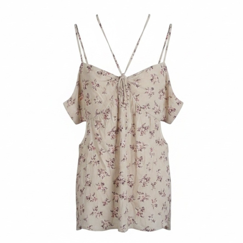 American Eagle Gauze Girly Green Floral Convertible Tank Medium